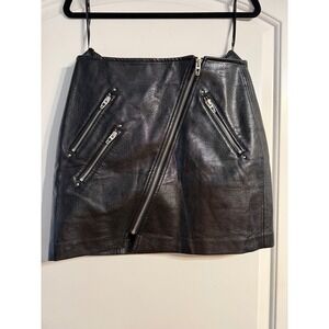 BLANKNYC Mini Skirt 27 Black Asymmetrical Zip Moto Faux Leather Edgy Punk Goth